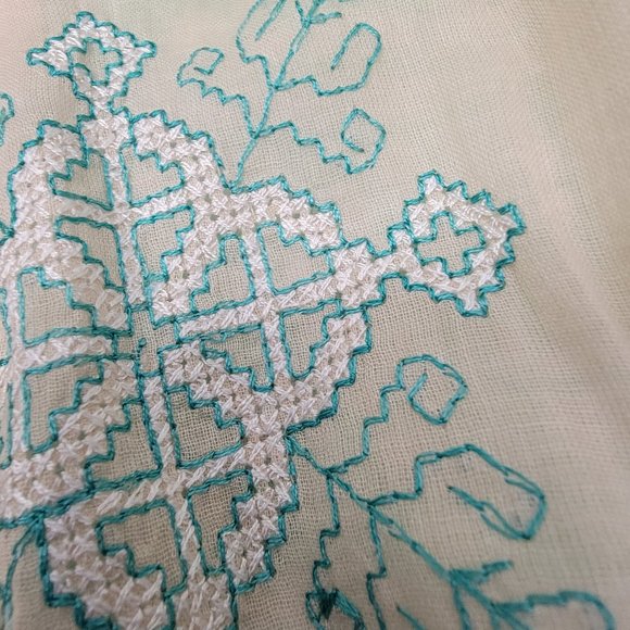 Mens Amazing Cross Stitch Embroidered Light Art Shirt PAUL ROPP 100% Silk 3 - Picture 12 of 16